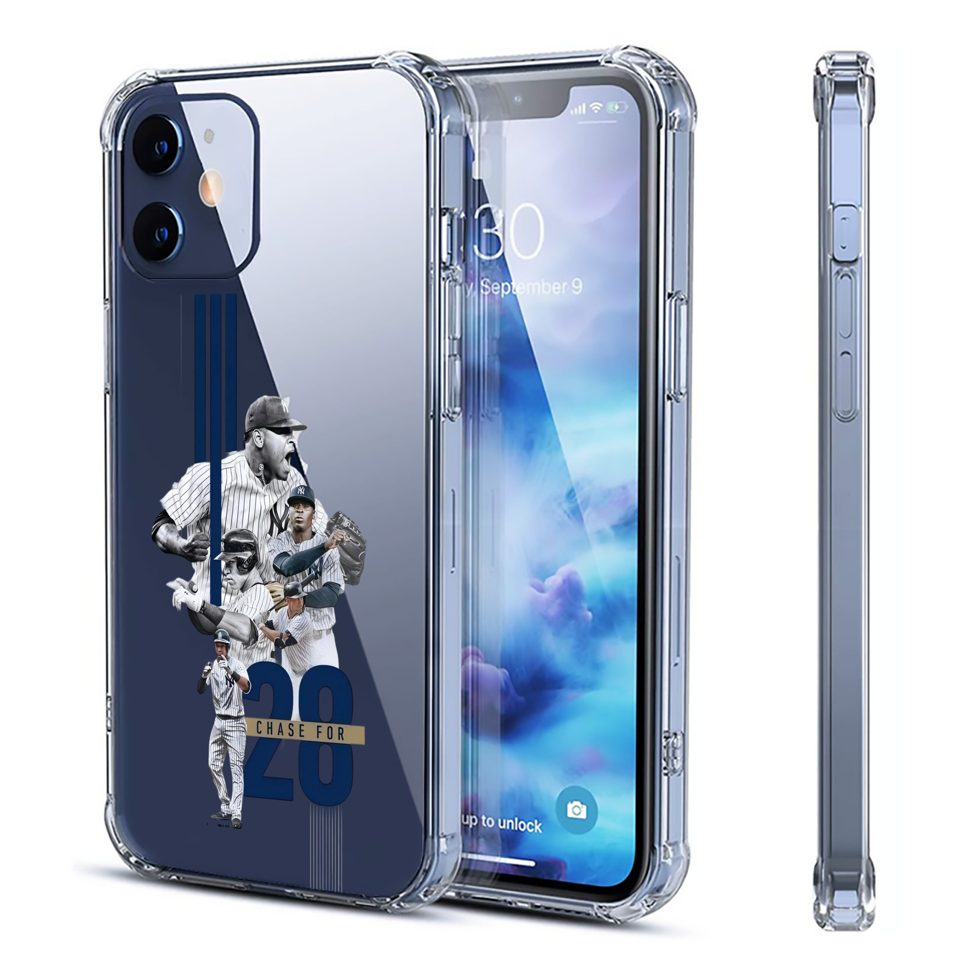 New York Yankees Chase For 28 Clear IPhone 12 Case – Soft TPU With UV Print – Enhanced Drop Protection, Precise Fit, Anti-Fingerprint, Customizable Design, Scratch-Resistant, Yellow-Resistant